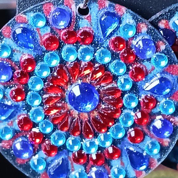 Handcrafted earrings mosaic circle - Picture 2 of 2